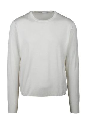 People of Shibuya White Crewneck Cotton Silk Linen Men Sweater