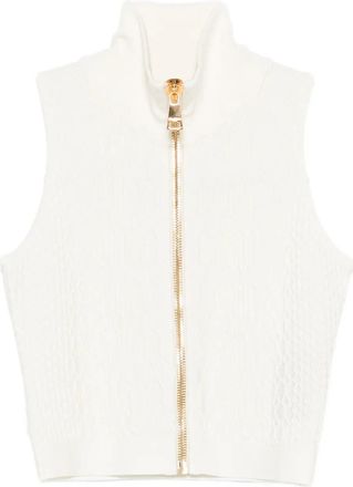 Balmain Top A Collo Alto Con Cerniera-Donna