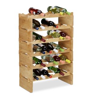 Relaxdays Relaxdays - Botellero Vino Apilable Hasta 36 Botellas, Bamb&uacute;, Marr&oacute;n, 6 Niveles