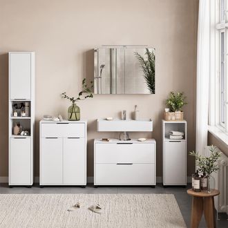 Vicco Juego De Muebles De Ba&ntilde;o Alina, Blanco, 5 Partes, Vicco