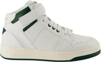 Saint Laurent Witte en groene hoge sneakers - Heren - Sneakers - Wit - 42 1/2 EU - Schoenen