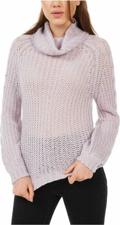 Planet Gold Knitted Printed Long Sleeve Cowl Neck T Shirt Sweater In Purple
