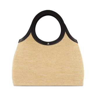 Courr&egrave;ges Handbags, female, Beige, Size: ONE SIZE Raphia Tote