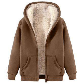 Generic Mens Fleece Hoodies Winter Warm Coat Full Zip Hoodies Long Sleeve Vintage Solid Color Sweatshirts Oversize Comfy Jackets for Outdoor Athletic Walking 