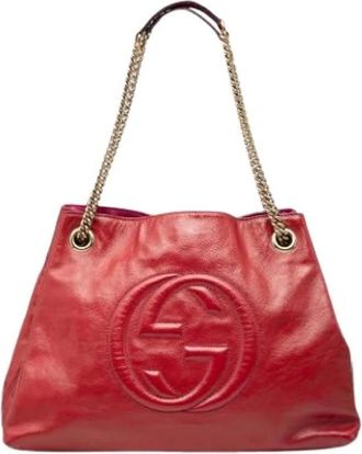 Gucci Pre-owned Tote Bags, female, Red, Size: ONE SIZE Pre-owned Leather Tote