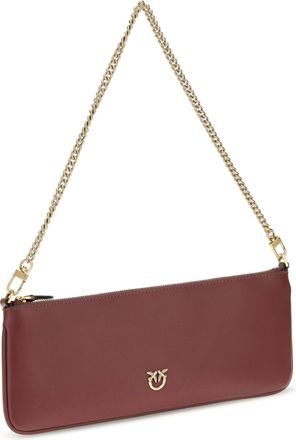 Pinko Womens Horizontal Flat Leather Shoulder Bag Ribes Intenso-Antique Gold