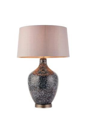 Netlighting Ilsa 1 Light Table Light Grey Black Painted Glass & Matt Nickel Plate E27