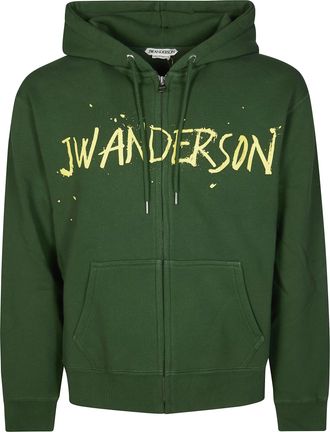 J.W.Anderson Bold Graphic Drawstring Zip-Up Hoodie