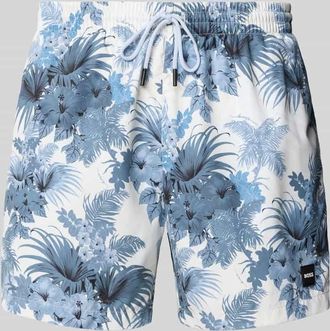 HUGO BOSS Regular Fit Badeshorts mit Mesheinsatz in Hellblau, Größe XXL
