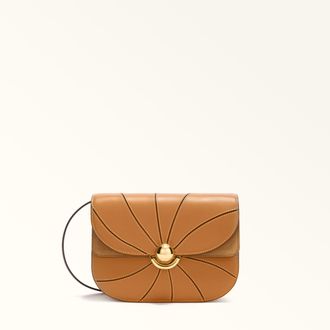 Furla Sfera Crossbody S Tabacco Brown Girandola Roma Smooth Calf Leather + Suede Woman