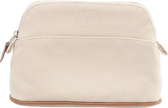 Herm&egrave;s Beige Canvas Leather Pouch (Pre-Owned)