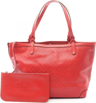 Gucci Red Color Leather Handbag Tote Bag (Pre-Owned)
