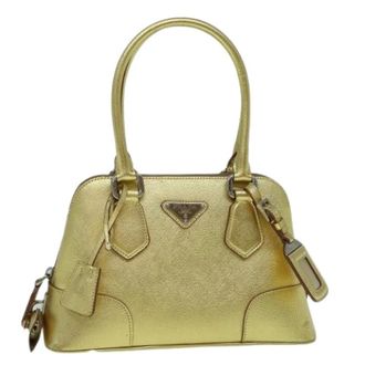 Prada Pre-owned Handbags, female, Yellow, Size: ONE SIZE Pre-owned Vintage Saffiano Hand Bag