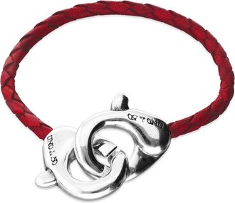 UNOde50 Red leather strap with interlocking carabiner detail in Silver at Nordstrom, Size X-Large