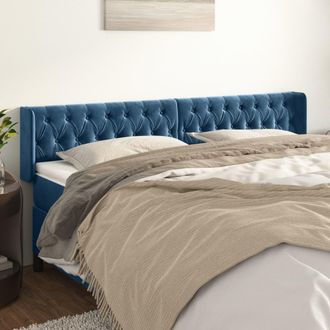 vidaXL Cabecero De Terciopelo Azul Oscuro 203x16x78/88 Cm Vidaxl