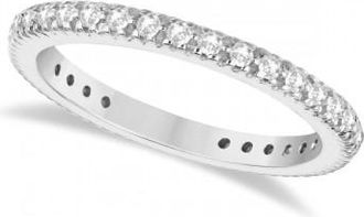 Allurez Pave Diamond Eternity Ring Anniversary Band 14K White Gold (0.50ct)