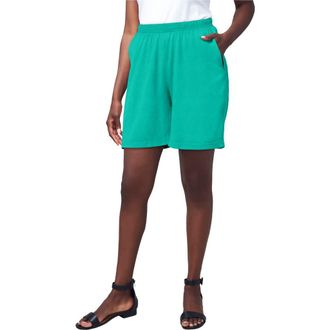 Jessica London Soft Ease Knit Shorts in Aqua Sea at Nordstrom, Size Medium