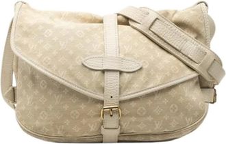 Louis Vuitton Pre-owned Cross Body Bags, female, Beige, Size: ONE SIZE Pre-owned Mini Lin Saumur