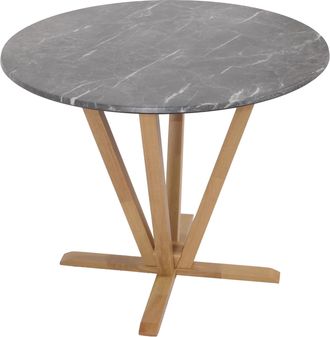 Hhg Hhg - Mesa Bistro 656, Mesa De Comedor, Madera Maciza Hpl Laminado Melamina &Oslash;92cm, Aspecto M&aacute;rmol/piedra, Marco Color Claro