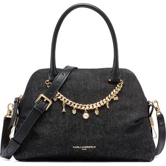 Karl Lagerfeld Charlaine Satchel in Black Denim at Nordstrom