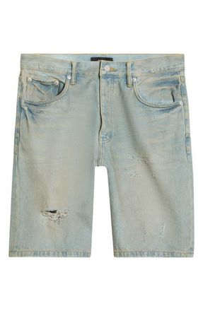 Purple P059 Ripped Relaxed Fit Denim Shorts in Light Indigo at Nordstrom, Size 34