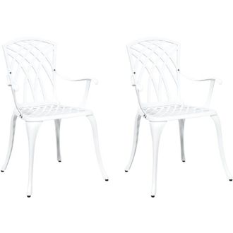 vidaXL Silla De Jard&iacute;n 2 Pcs Blanco 55 X 56.5 X 91cm Aluminio Vidaxl
