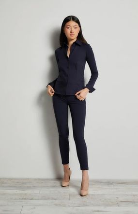 Anatomie Alida Button Down Poplin Shirt in Navy at Nordstrom, Size X-Large