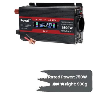 OEM Inversor De Onda Sinusoidal Modificada, Dos Puertos Usb, 1500 W, 12 V, Negro