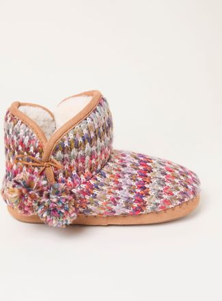 Fat Face FatFace Sara Pink Knit Boot Slipper