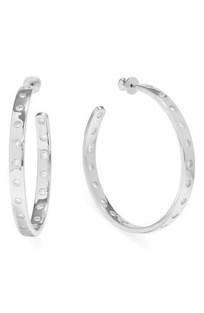 Melinda Maria Ashley Rodeo Cubic Zirconia Hoop Earrings in Silver-White at Nordstrom