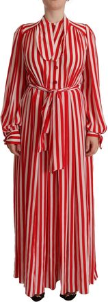 Dolce & Gabbana Womens Maxi Dress Red White Stripes Silk - Size EU 36 (Womens)