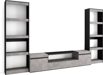 Skraut Home Muebles de salón para tv efecto madera cemento 320x35x186cm