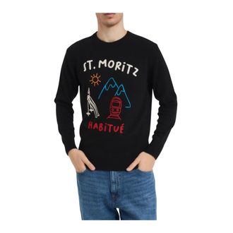 MC2 Saint Barth Truien & Vesten, Heren, Zwart, L, Wol, Heron Crewneck Sweater