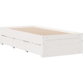 vidaXL Cama Sin Colch&oacute;n Con Cajones Madera De Pino Blanco 90x200 Cm Vidaxl