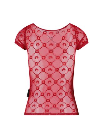 Marine Serre Womens T-Shirts And Polos Red Polyamide