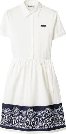 Miu Miu Abito midi in popeline con stampa bandana - Bianco