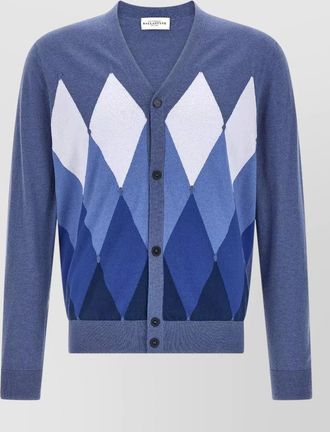 Ballantyne cashmere blend argyle v-neck cardigan