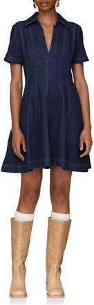 Avec Les Filles Seamed Collared Denim Minidress in Royal Rinse at Nordstrom, Size 10