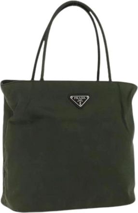 Prada Pre-owned Tote Bags, female, Green, Size: ONE SIZE Pre-owned Nylon Tote Bag