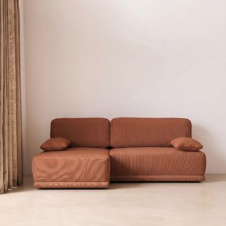 Sweeek Sof&aacute; cama esquinero izquierdo convertible de pana acanalada con