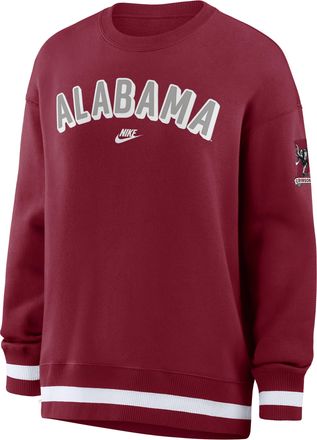 Nike Alabama Legacy Phoenix Nike Womens College Oversized Pullover Crew in Red | 040H99MIABV-CGZ