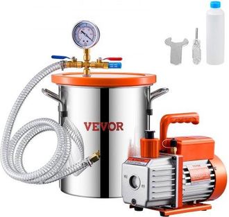 OEM 11,36 L C&aacute;mara De Vac&iacute;o Y Kit De Bomba 3,5 Cfm Kit De C&aacute;mara De Desgasificaci&oacute;n Con Bomba De Vac&iacute;o De Una Etapa Con Tapa De Acr&iacute;lico, Aceite, Manguera