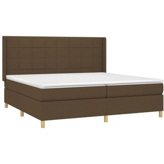vidaXL Vidaxl - Cama Box Spring Colch&oacute;n Luces Led Tela Marr&oacute;n Oscuro 200x200 Cm
