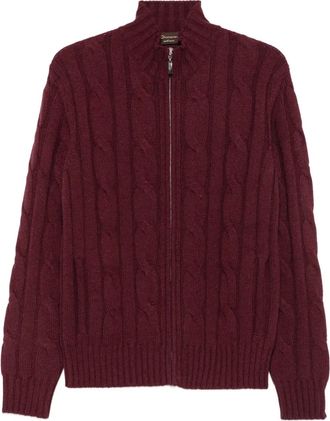 Doriani Cashmere Cardigan con zip - Rosso