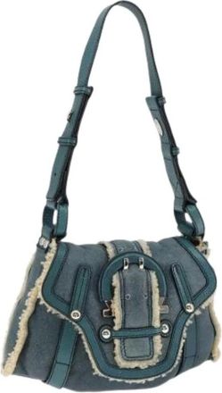 Ferragamo Pre-owned Shoulder Bags, female, Green, Size: ONE SIZE Pre-owned Wool Shoulder Bag