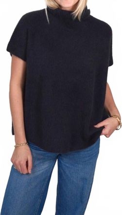 C.T. Plage Short Sleeve Turtleneck Sweater Top In B Navy