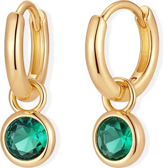 Brook & York Matilda Birthstone Huggie Hoop Earrings in Gold/may at Nordstrom
