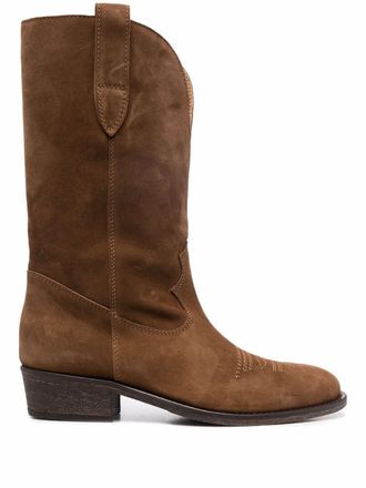 Via Roma 15 suede cowboy boots - Brown