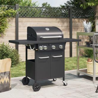 vidaXL Griglia Barbecue a Gas con 4 Bruciatori Nero in Acciaio - Vidaxl