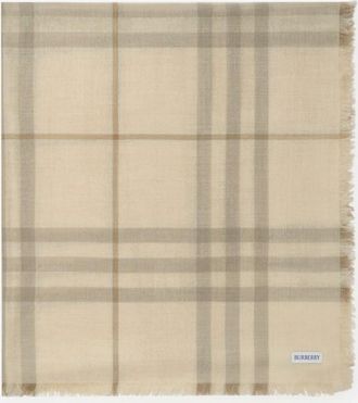 Burberry Wide Reversible Check Wool Silk Scarf
